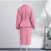 Lapel Collar Tie Waist Women Blazer With Midi Pencil Skirt Two Piece Set High Waist Slim Fit Minimalist Elegant Office Outfit