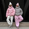 Solid Hooded Padded Jacket Women's Warm Long Sleeve Oversized Jacket Autumn Winter Lady High Street Outerwear