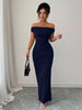 Autumn Women's Off-Shoulder Boat Neck Dress Sexy Elegant Long Skirt Evening Gown for Women