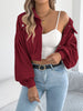 Corduroy Shacket for Women Fall Winter Short Lapel Jacket Long Sleeve with Mock Pockets & Single Button Casual Outerwear