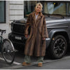 Women's Dark Brown Faux Fur Long Overcoat Single Breasted Fleece Long Trench Coat Winter Fluffy Plush Warm Thicken Outerwear