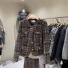 Retro Tweed Little Black Dress-style Women's Korean Design-Inspired Elegant Socialite Blazer For Spring Autumn