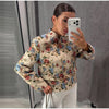 Chic Print Blazer Skirt Women Set O-neck Long Sleeve Single Breasted Female Coat Hip Package Skirts Autumn Winter Lady Suit