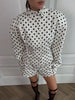 Polka Dot Print Shorts 2 Piece Sets For Women Long Sleeve Patchwork Contrast Jacket Coat And Casual Commute Shorts Suits