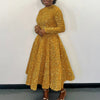 Vintage Sequin Women Church Swing Dresses Long Sleeve O-Neck High Waist Elegant Glitter Banquet Party Evening Dress