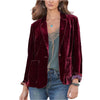 Elegant Women Blazer Gold Velvet Short Tops For Women Casual Long Sleeve Solid Small Suit Jacket