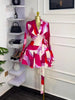 Women Tie Dye Print Flare Long Sleeve V-neck Sashes Ruffle Mini Dress Elegant Sexy Vacation Party Birthday Dresses