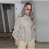 Plaid Women's Outerwear Lapel Double Breasted Trench Coat Belted Raglan Sleeve Jacket French Vintage Style Daily Wear