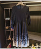 Niche Design Printed Lantern Sleeve Women's Dress Elegant Round Collar Elastic Famale Clothing 2DB6610