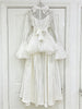 White Two Piece Set for Women Lapel Flare Sleeve Spliced Ruffles Lace Blouse High Waist Simpel Vest Dress Fairy Suit Female