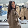 Casual Knitted Women's Coat Stand Collar Zippers Loose Full Sleeve Lady Sweater Autumn Winter Female High Street Coats