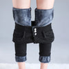Women Thermal High Waist Jeans Winter Snow Warm Plush Stretch Jeans Lady Skinny Thicken Students Denim Pants Fleece Fur Trousers