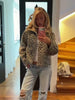 Retro Spotted Fur Short Skirts Sets Women Chic Full Sleeves Jacket Zipper Half Body Skirt Faux Fur Loose Suits Daily Wear Lady