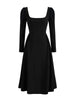 Women's Square Neck Pullover Dress, Casual Elegant Dress, Commuter Wind, Long Sleeve, Pure Color Polyester