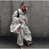 Women Solid Zip Up Two Piece Set High Neck Loose Jacket Wide Leg Track Pants Spring Autumn Casaual Hip Hop Outfit