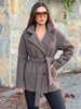 Women Black Belted Double Breasted Coat High Neck Long Sleeve Tailored Fit Elegant Jacket Winter Office Casual Outerwears