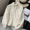Korean style Coat Women Autumn Winter Women's Long Plush Fleece Zipper Jacket Women Fur Cardigan Coat