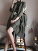 Pleated Classical Vintage Dress Turtleneck Loose High Aesthetic Designer Women Abayas Elegant Clothing