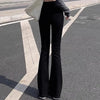 Woman American High Waist Slim Fit Bell Bottom Jeans Female Y2k Flare Pants Girls Elastic Designer Black Denim Trousers