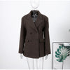 Chic Solid Women's Woolen Coat Lapel Double-Breasted Full Sleeve Waist-Closed Lady Coats Spring Female Streetwear