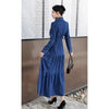 French Heavy-duty shirt collar long-sleeve denim dress for women, spring commute casual elegant waist Vestidos