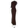 Irregular Ruched Sexy Maxi Dress For Women Elegant Autumn Inclined Shoulder Pleated Club Party Long Dresses Female