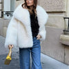 Casual Brown Thick Fur Jackets Women Long Sleeve V Neck Autumn Winter Faux Fur Coats Streetwear Outwears