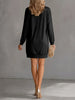Simple Solid Color Women Sweatshirt Dress Crew Neck Long Sleeve Loose Fit Mini Dresses With Pockets Street Outfit