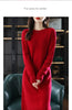 Round Neck Cashmere Dress Women's Long Pullover Sweater Autumn Winter Knitted Knee-Length Pure Wool Dress JJ396