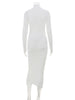 High Collar Long Sleeve Hip Wrap Women Maxi Dresses Solid Sheath Elegant Evening Party Outfits Bodycon Female