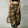 Camouflage Cargo Pants For Women Casual High Waist Loose Tightened Nine-point Pants Women's Multiple Pockets Harem Pants