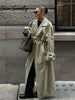 Urban Solid Double Breasted Long Women Coat Loose Full Sleeve Belt Double Breasted Female Jacket Autumn Winter Lady Top