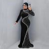 Spring Autumn Women Long Sleeve Velvet Solid Color Diamond Party Evening Long Maxi Dress Dashiki Africa Clothing