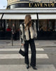 Women Color Block Faux Fur Coat Casual Round Neck Long-sleeved Fluffy Warm Crop Coats Winter Lady Chic Daily Street Jacket