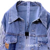 Women Denim Blouse Jacket Spring Autumn Korean Splicing Ladies Cowboy Shirt Tops Casual Stripe Female Windbreaker