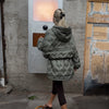Winter Solid Women Thicken Coat Casual Long Sleeve Hooded Zippers Pleated Female Outwear Elegant Lady Oversize Jacket