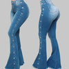 Jeans High Waist Strecth Denim Flare Pants Women Vintage Trousers Buttons Denims Streetwear Autumn Female Floor Length
