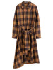 Winter Women's Retro Plaid Brushed Shirt Dress with Asymmetrical Hem - Versatile Layering Slip Dress for Casual