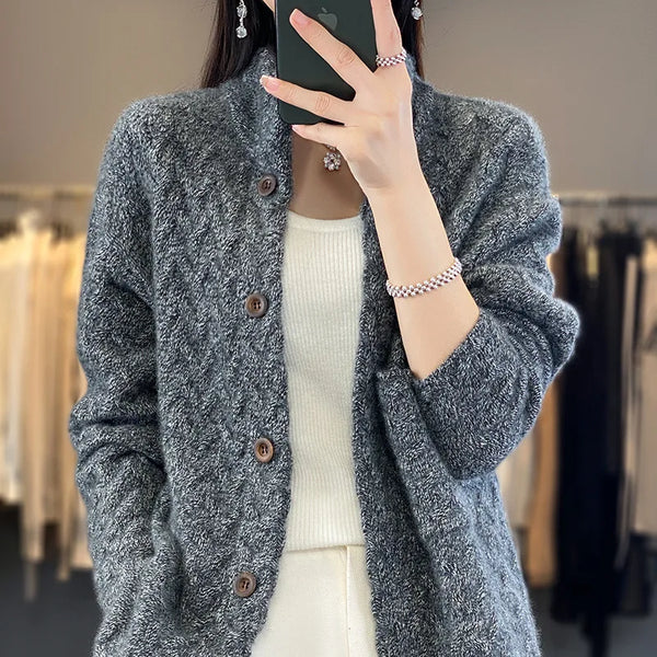 Autumn Winter Cardigan Jacket Women Long Sleeve Loose Casual All-match Knitted Warm Sweater Coat Female Tops Ladies