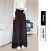 Korean White Corduroy Wide Leg Pants Women Autumn Loose Long Pants with Pockets Woman Daily Wear High Waist Casual Trousers