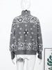 Spring Paisley Cashew Flower Jacquard Jacket For Women Casual Long Sleeve Zipper Sweater Lady Chic Street Knitted Outerwear