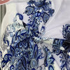 Autumn Women's V-neck Long Sleeved Bohemian Printed Dress Retro Lantern Sleeve Chinese Style Blue White Porcelain Dress