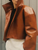 Lapel Long Sleeve Faux Leather Jacket Women Street Turn-down Collar Single Breasted Loose Coats Chic Lady Jackets Outerwears