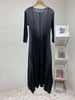 Gradient Pleated Dress For Women Round Neck Loose Casual Style Irregular Hem Female Clothes 2DB2221