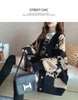 Women's Cardigan Sweater Coat Women Knitted Loose Cartoon Print Christmas Outwear Vintage V-neck Long Sleeve Sweater Cardigans