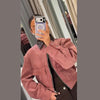 Corduroy Cropped Short Jackets Women Casual Contrast Collar Long Sleeves Zipper Coat Lady Spring Daily Street Wear