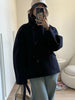 Elegant Stand Collar Woolen Jacket For Women Y2k Single Breasted Button Casual Coat Lady Autumn Winter Street Chic Outwear