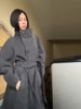 Women's Elegant Long Woolen Coat Chic Casual Stand Collar Lace-up Overcoat Winter Daily Commuting Outerwear