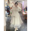 Temperament Coat Cape Shawl Two on Winter Ladies' Butterfly Bow Solid Color Medium Long Collar Coat for Women