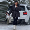 Women's Winter Jacket Hooded Drawstring Zipper Stand-Up Collar Lace Up Winter Jacket Female Loose Casual Chic Jackets For Ladies